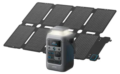 Imagen del producto de SOLIX Estación de energía portátil C300X con entrada DC + Panel solar plegable PS60 (gris, 288Wh, 300 vatios, PD 3.1)