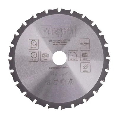 Produktbild von Scheppach HW Kreissägeblatt HM90MP - ⌀ 216 x 30 x 2,0 mm | 24 Zähne | Ersatzsägeblatt für Handkreissägen