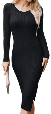 Obrázek produktu pro Dámské pletené šaty – Elegantní bodycon svetr na podzim