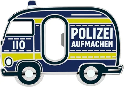 Produktbild von Witziger Flaschenöffner im Design "Polizei" - Geschenke für Polizisten und Polizeifans - Polizeigeschenke - Lustiger Bieröffner
