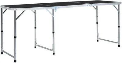 Produktbild von Klappbarer Campingtisch 180 x 60 cm, Höhenverstellbarer Klapptisch mit Tragegriff, Aluminium Klappbarer Gartentisch für Camping, Picknick und Outdoor