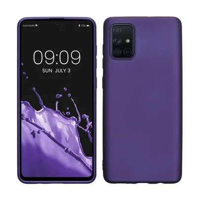Produktbild von kwmobile Case kompatibel mit Samsung Galaxy A71 Hülle - Schutzhülle aus Silikon metallisch schimmernd - Handyhülle Metallic Blauviolett