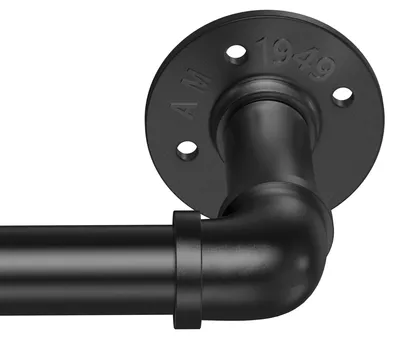 Ausziehbare Gardinenstange Schwarz 95-150 cm, Deckenmontage, φ25 mm