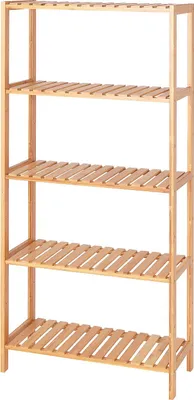 Immagine prodotto di scaffale dibea in bambù, 5 ripiani regolabili in altezza, stabile e resistente, scaffale per libri, bagno o cucina, 60x26x130 cm, naturale
