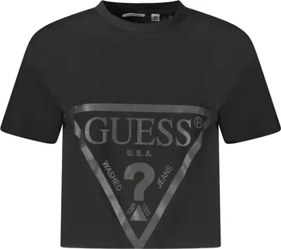 Produktbild von Damen Baumwolle T-Shirt Schwarz mit Druck und Rundhals