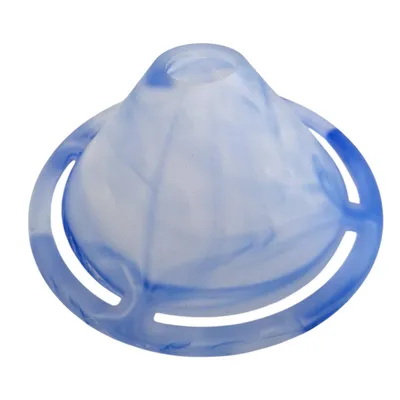 Produktbild von Lampenglas Blau Weiß Alabaster marmoriert Ø 14 cm – Ersatzglas für G4, G9 & GY6.35 | Loch 25 mm