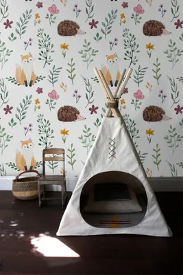 Produktbild von Coloray Fototapete 104x70 cm Latextapete Magicstick - Tiere Fox Igel-Pflanze Fairy Tale Room