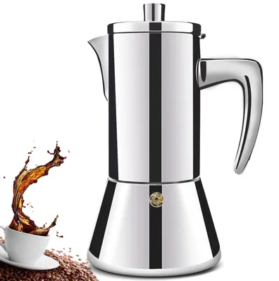 Mokka-Kanne 4 Tassen Edelstahl Espressokocher 200 ml
