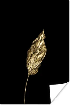Produktbild von MuchoWow® Poster Schwarz und Gold - Blatt - Abstrakt 20x30 cm - Papierdruck