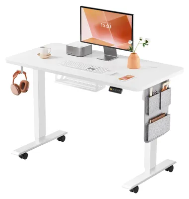 Image de Bureau électrique réglable en hauteur - 100x60 cm - Métal - Blanc