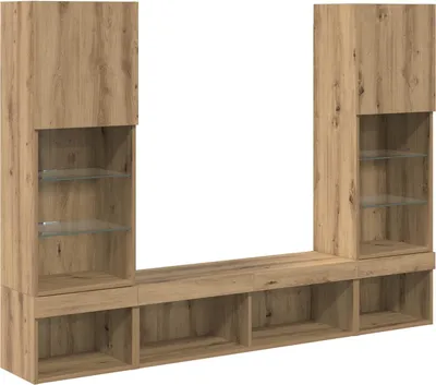 Immagine prodotto di vidaXL Mobile TV da parete con LED 5 pezzi in legno di rovere artigianale