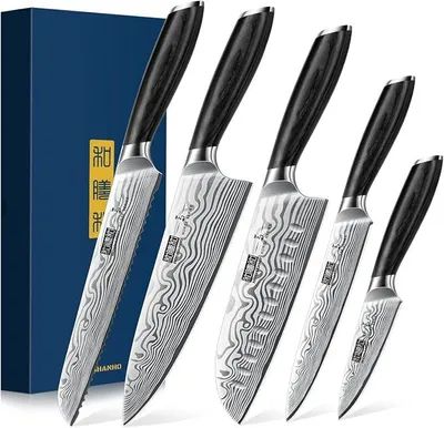 Imagen del producto de Juego de cuchillos de 5 piezas, juego de cuchillos para cocinar, juego de cuchillos de chef japonés