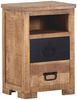 Produktbild von Nachtkommode BARNEY, braun, 43x65x34 cm, mit 2 Schubladen und offenem Fach