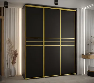 Produktbild von Kleiderschrank YVONA 10 - 190/45 cm, schwarz/gold