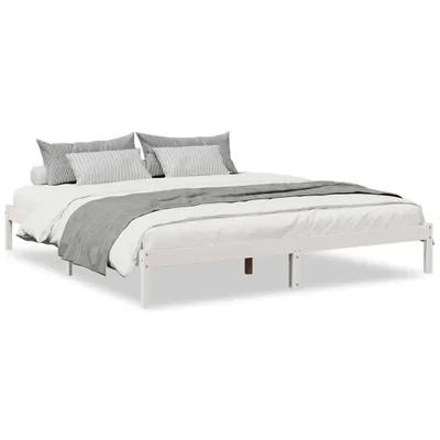Produktbild von vidaXL Massivholzbett Extra Lang ohne Matratze Weiß 180x210 Kieferholz