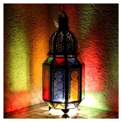 Produktbild von Orientalische Laterne Palais Royal Multi 50x18cm - Dekorative Laterne - Bunt - Metall und Glas - Maße: Höhe: ca. 50 cm, Breite: ca. 18 cm - Handarbeit aus Marokko - Für festliche Anlässe