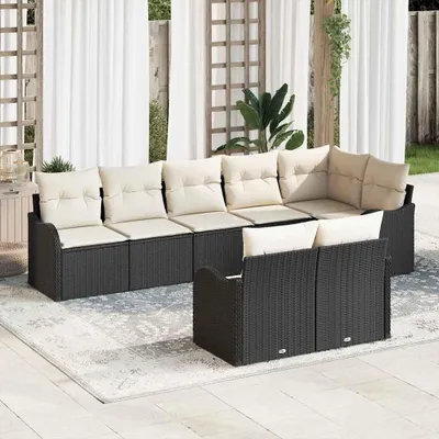 Image de Maison Exclusive - Ensemble de canapé de jardin 8 pcs Noir et Blanc polyrotin
