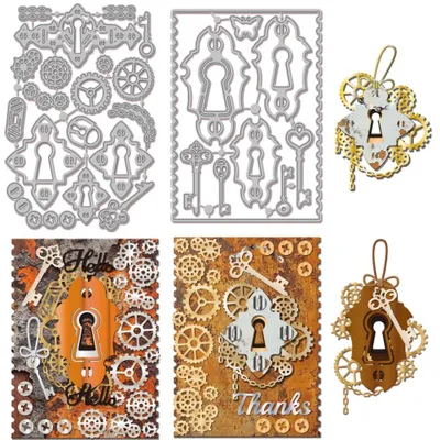 Productafbeelding van Stansvormen in Vintage Stijl met Sleutel en Slot voor Scrapbooking