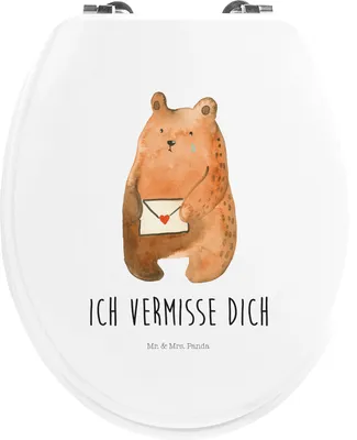 Produktbild von Mr. & Mrs. Panda WC Brille Bär Vermissen - Weiß - Geschenk, Sitz, Klobrille, Klo-Deckel, Liebeskummer, Teddy, Toilettendeckel, Freund, Reise, Unglücklich Verliebt