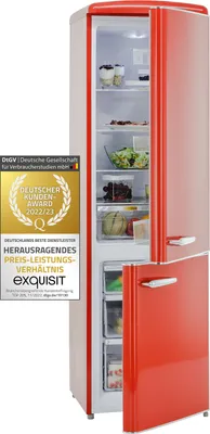 Produktbild von Exquisit Retrokühlschrank RKGC250-70-H-160E rot | Standgerät | 244 l Volumen | rot