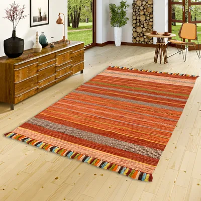Produktbild von Natur Teppich Kelim Kalleen Terrakotta, Größe:140x200 cm