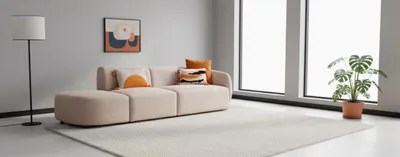 Produktbild von Beiges 4-Sitzer-Sofa großes Stoffsofa modernes Sofa Designermöbel