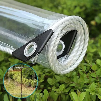 Productafbeelding van Transparante buitenzeildoek van 1,2 meter bij 3 meter, met oogjes en touw