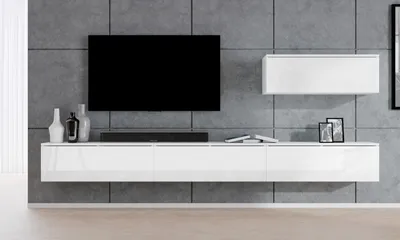 Produktbild von AX LIVING Wohnwand weiß Loriano IV Matt/Hochglanz Anbauwand 300 cm