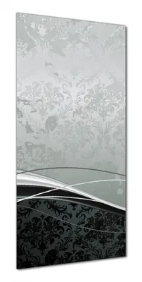 Produktbild von Wallario selbstklebende Duschrückwand 90 x 200 cm mit Motiv Grau-schwarze Schnörkelei mit Wellen - Wandverkleidung mit Hochglanzlaminat in Glasoptik