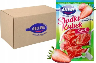 Zdjęcie produktu dla Gellwe Słodki Kubek Kisiel z kawałkami owoców truskawka z witaminą C 30g