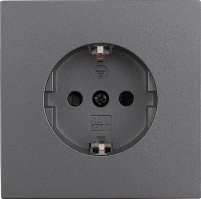 Produktbild von Schutzkontakt-Steckdose McPower "Shallow", 250V/16A, Klemmanschluss, anthrazit, matt