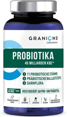 Produktbild von Probiotika Kapseln – 45 Milliarden KBE – Darmkur & Darmsanierung – Darmbakterien Probiotika für Darmflora & Intimflora – Bei Reizdarm, Blähungen