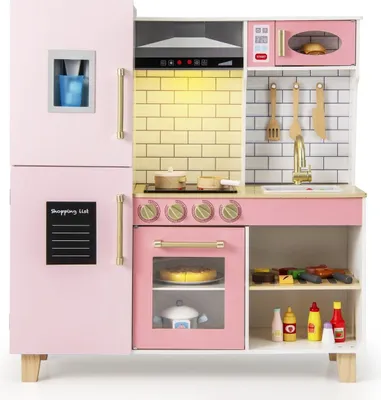 Immagine prodotto di Cucina giocattolo in legno per bambini con macchina per il ghiaccio e lavagna