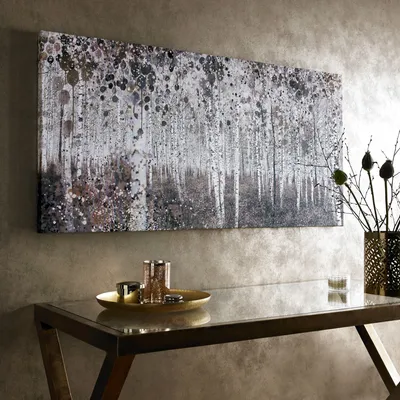 Produktbild von Art for the Home Leinwand Bild Wanddeko Schlafzimmer Wohnzimmer Aquarell Wald 60 x 120 cm