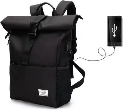 Produktbild von Mofut Arbeitsrucksack Freizeitrucksack Groß Damen lässiger Rolltop Rucksack Herren Backpack Tagesrucksack Schulrucksack Sportrucksack mit vielen Fächer wasserabweisend Hohe Kapazität, mit Laptopfach bis 15,6 zoll und externen USB-Anschluss, Rolltop Design