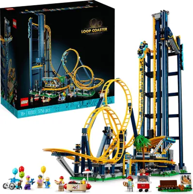 Produktbild von LEGO 10303 Icons Looping-Achterbahn Modellbausatz-Set für Erwachsene, Vergnügungspark mit Schienen und Personenzug
