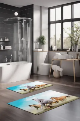 Immagine prodotto di Mijolnir, CT-5125, multicolore, set di tappetini da bagno (2 pezzi), 100% POLIESTERE, 60 x 100 cm