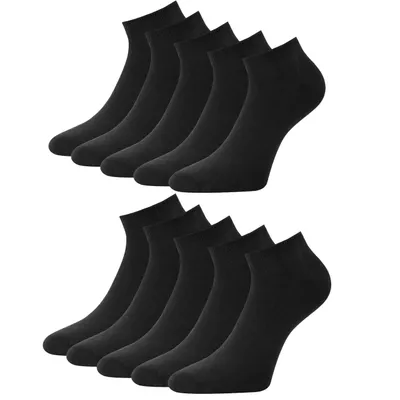 Produktbild von Sneaker Socken schwarz 10 Paar uni Damen Herren Baumwolle Kurzsocken 47-50