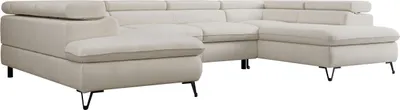 Produktbild von Wohnzimmersofa U-form, Eckcouch, Schlaffunktion und Bettkasten - PETER U - Velvet - Beige