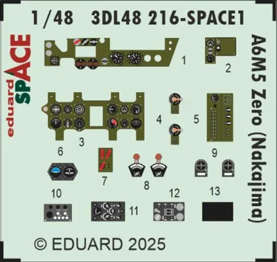Produktbild von Eduard Accessories 3DL48216 - 1:48 A6M5 Zero (Nakajima) SPACE FINE MOLDS - Neu