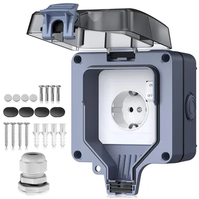 Productafbeelding van Stopcontact buiten - Waterdicht Ip66 - Met kinderbeveiliging - 1-voudig - Wandmontage