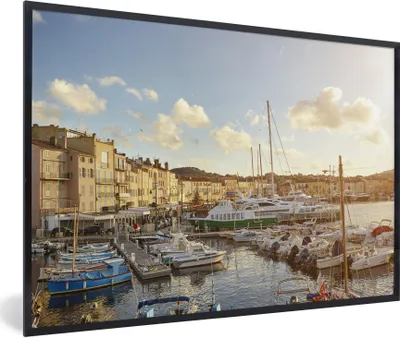 Produktbild von MuchoWow® Gerahmtes Poster Der Hafen der französischen Stadt Saint-Tropez 30x20 cm - Poster mit Schwarzem Bilderrahmen Wandposter Rahmen Foto Bilder - Kunstdruck - Bild-Poster