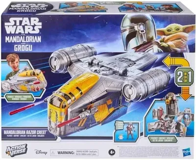 Productafbeelding van Star Wars ActionVerse Mandalorian Razor Crest speelset, geschikt voor kinderen vanaf 4 jaar. Materiaal: ABS (acrylonitril-butadieen-styreen), metaal, polypropyleen (PP), polyvinylchloride (PVC)