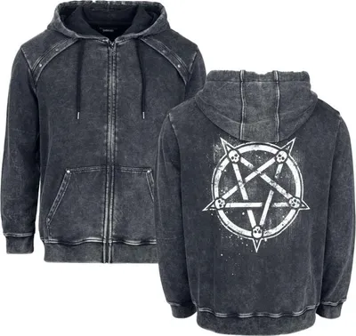 Produktbild von Gothicana by EMP Herren schwarze Kapuzenjacke mit vielen Pentagramdetails und seitlichen Tascheneingriffe L