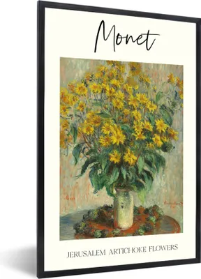 Produktbild von MuchoWow® Gerahmtes Poster Gemälde - Monet - Topinamburblüten 60x90 cm - Poster mit Schwarzem Bilderrahmen Wandposter Rahmen Foto Bilder - Kunst