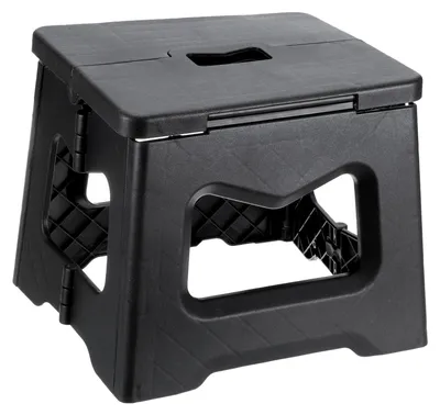 Klappbarer Hocker, schwarz, 75 kg, rutschfest, 22x17,5x19 cm