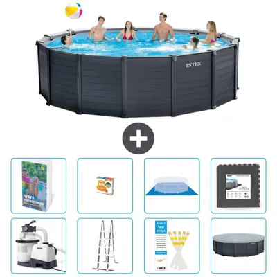 Produktbild von Graphite Panel Pool Rund - 478x124 cm - 9-teilig  S525