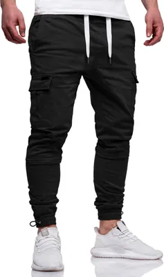 Produktbild von DAILY Baumwolle Herren Cargohose mit elastischem Bund Slim-Fit Herren Jogger-Hose Jeans mit Gummibund & Cargo-Taschen Pants