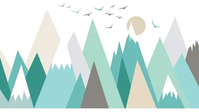 Productafbeelding van Wanddecoraties voor de kinderkamer – Babykamerdecoratie – Grote wandsticker met een Scandinavisch bergmotief van WESKA – 70 x 105 cm