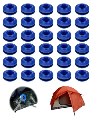 Produktbild von Ösen Set blau für Planen, 30 Stück Kunststoffösen für Abdeckplanen, Textilplanen, Vorhänge, Zelte und Poolplanen (27x27x11mm)